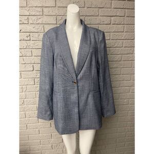 Calvin Klein Women Blue Cross-Stitch Blazer Size 16